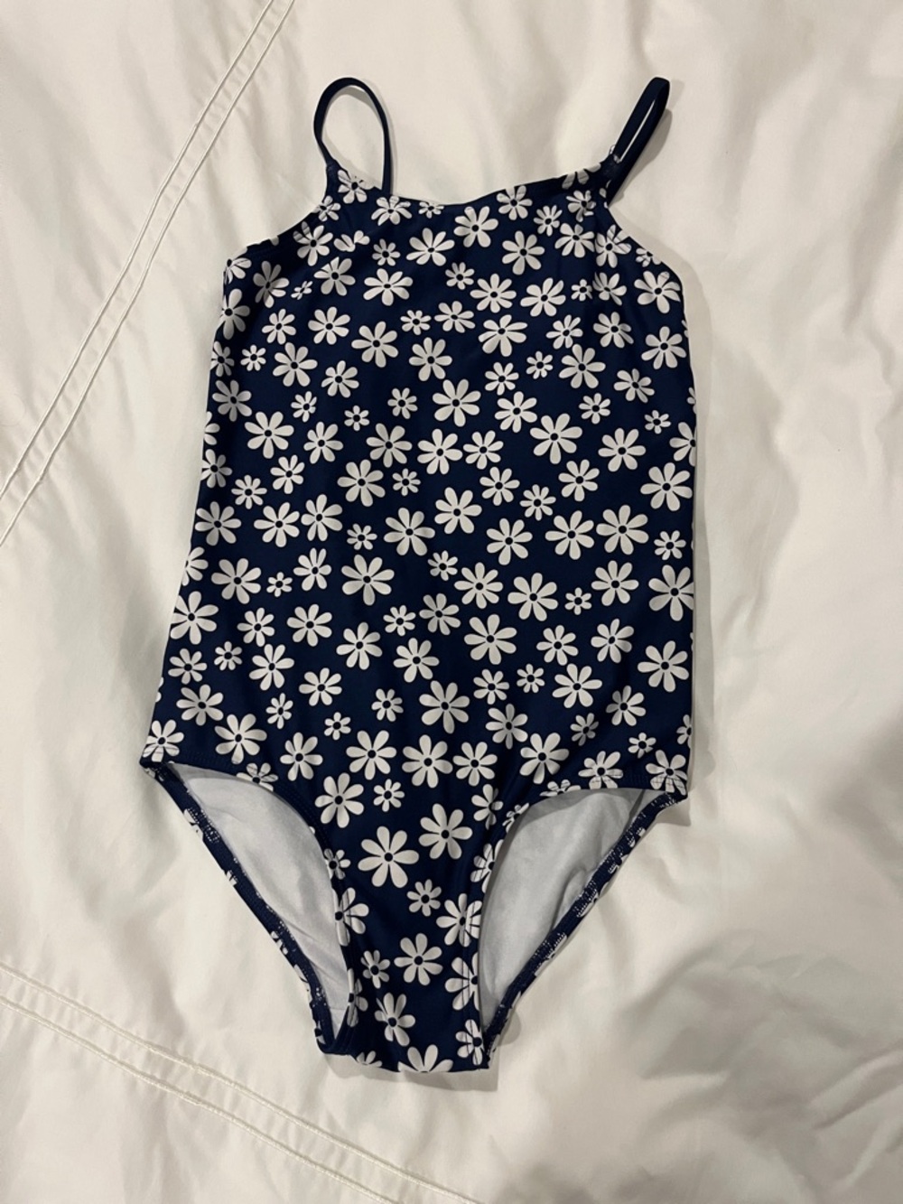 H&M Navy Blue One-Piece Swimsuit with White Daisy Print